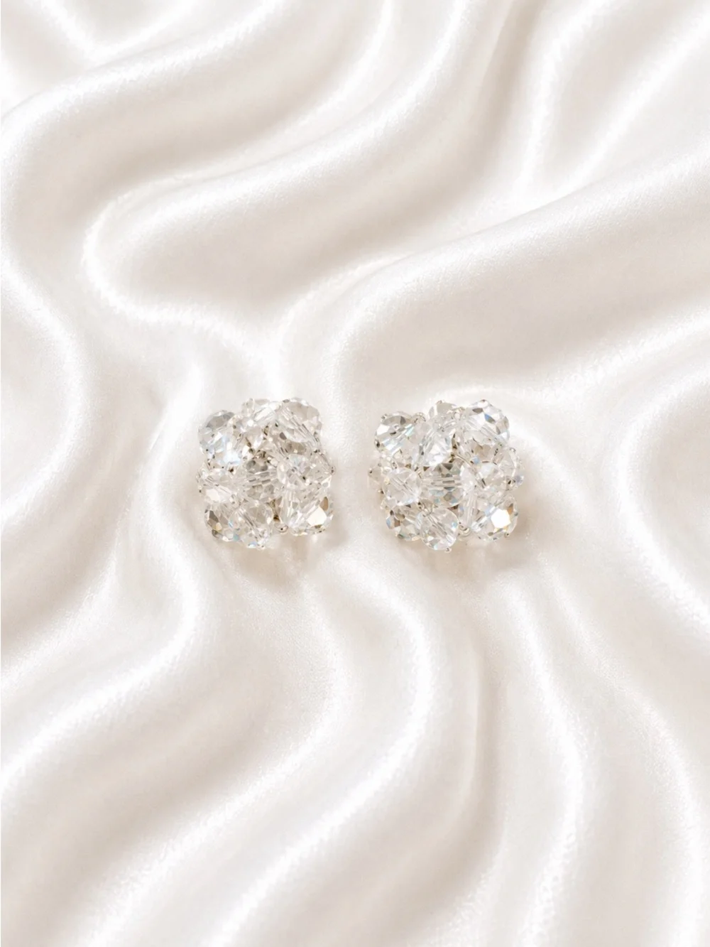 Crystal Cluster Clip-on Earrings - Clear